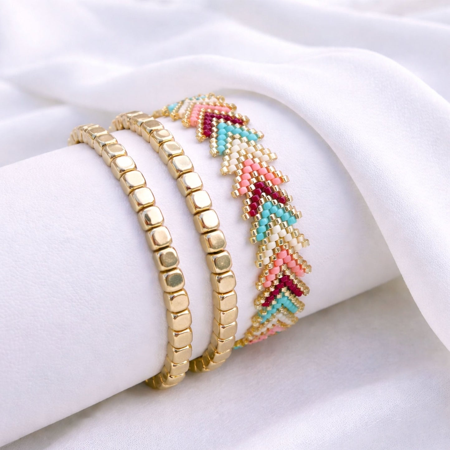 Blush Dune blush pink and turquoise bracelet set